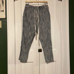 Blue and white striped pants